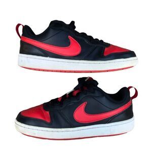 NIKE Court Borough Low 2 'Bred' Black University Red Size 7